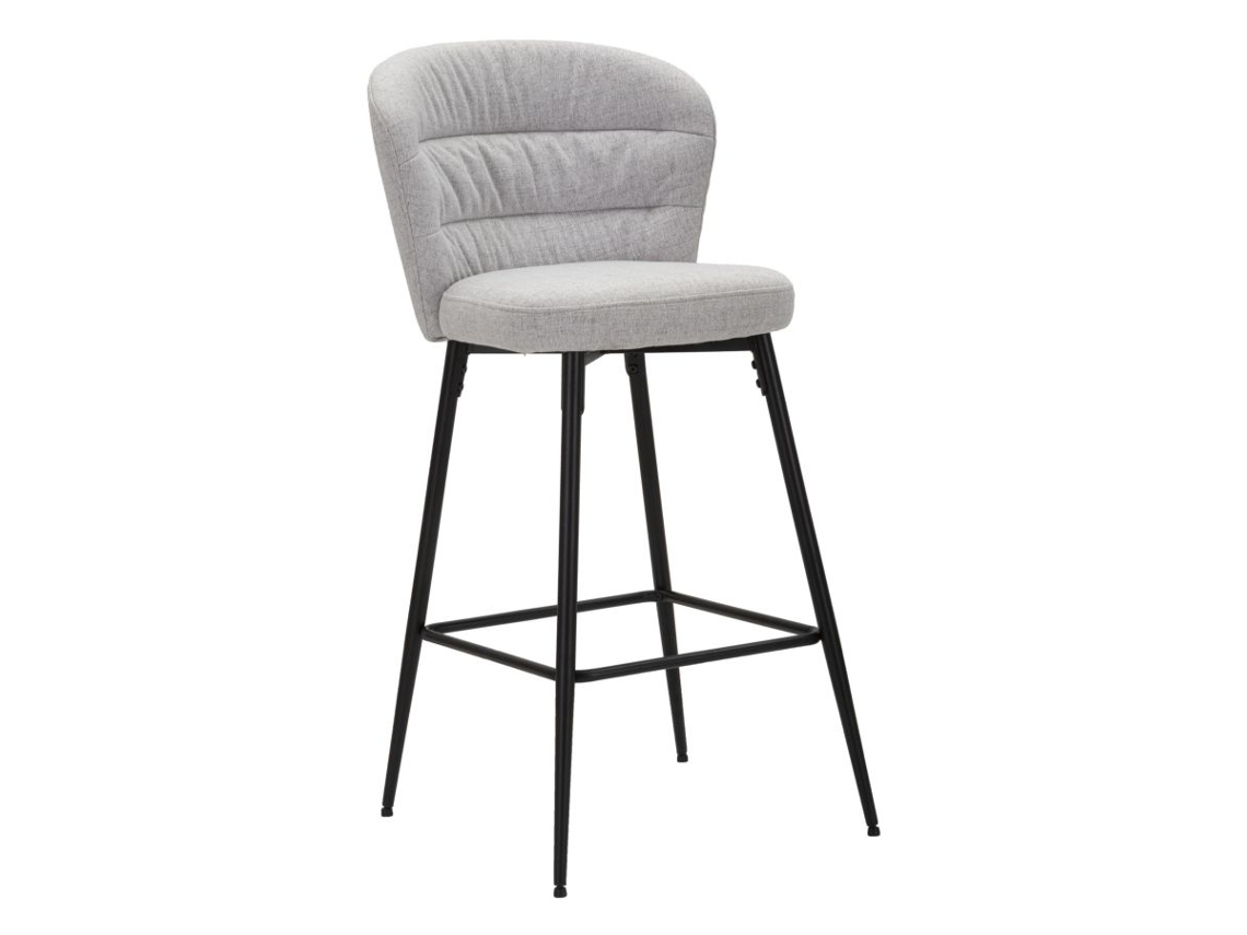 Juego De 2 Taburetes De Bar Losanna, Grises, 52x59x108 Cm - Taburetes De Tela Con Patas De Metal Negro - Diseño Glamuroso De Los Años 70