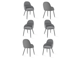 Sillas De Comedor Goeurvant 1438(pack De 6, Gris Paloma, Tela)