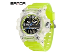 Reloj Despertador Electrónico Multifuncional De Moda (verde Transparente) Con Acabado Luminoso, Resistente Al Agua Y A Los Golpes.