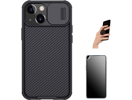 Carcasa + Protector + Soporte + Popsocket iPhone 13 Mini Nillkin Camshield Negro