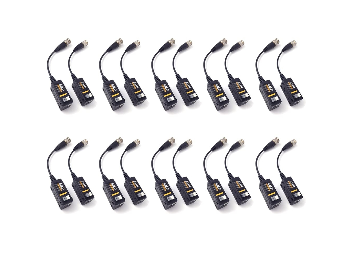 10 Pares De Transceptores De Balun De Vídeo Bnc Hd 8mp 1080p 720p Utp Cat5 Cvi Tvi Ahd Para