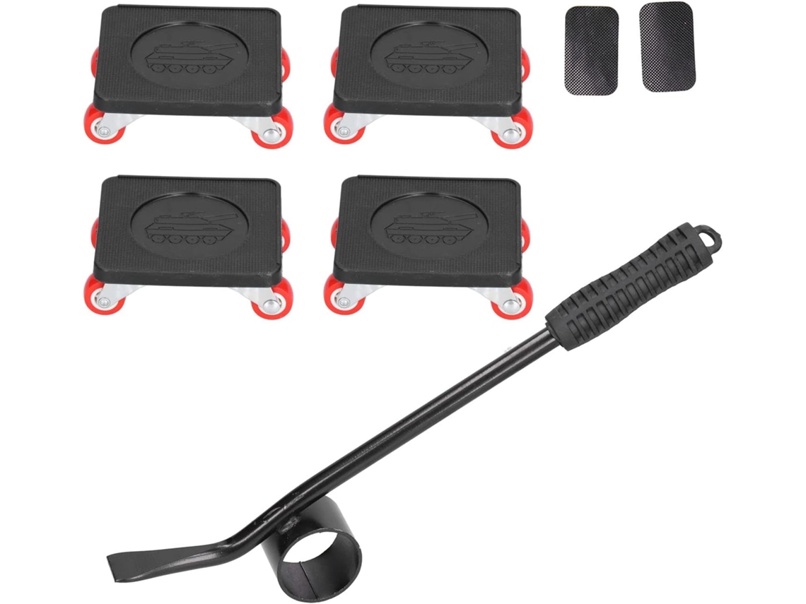 Kit para Elevación y Traslado de Muebles con 4 Deslizadores y 4 Ruedas para Cargas Pesadas hasta 770 kg con Sistema de Goma Antideslizante