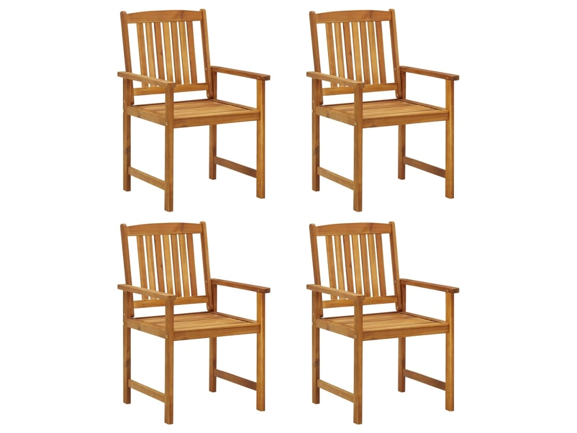 Sillas de jardín (4 piezas, madera maciza de acacia, DKD, decoración del hogar)