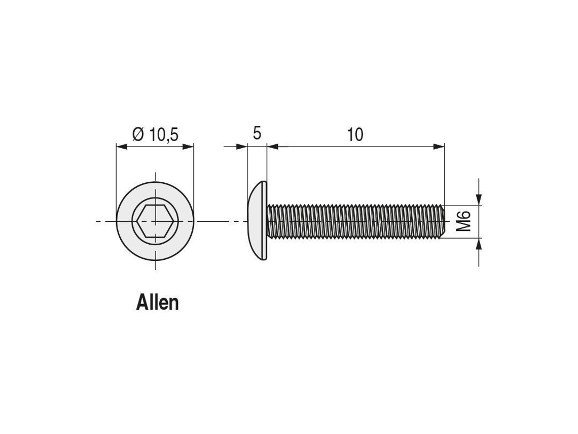 Tornillo roscqa metal allen iso 7380 negro largo 25mm metrica m-8 UCAFIX
