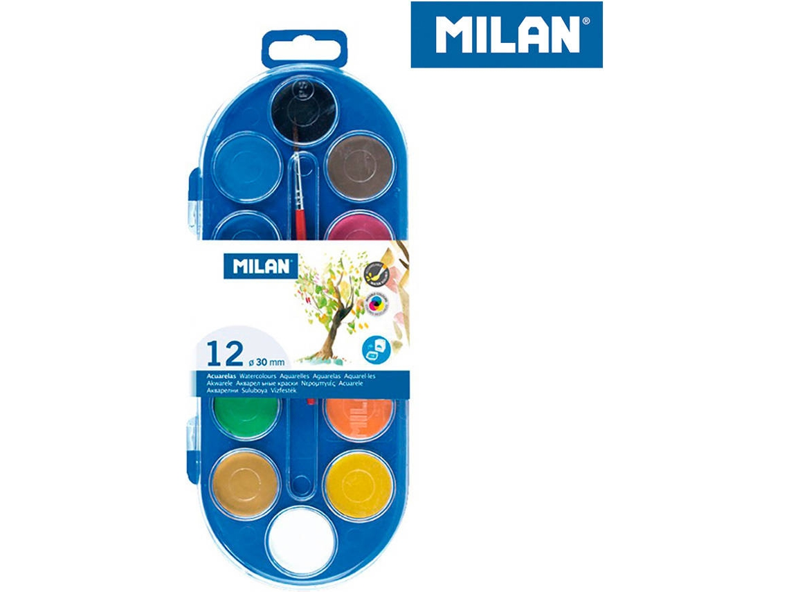 Kit 12 Tabletas Acuarela 30Mm con Pincel