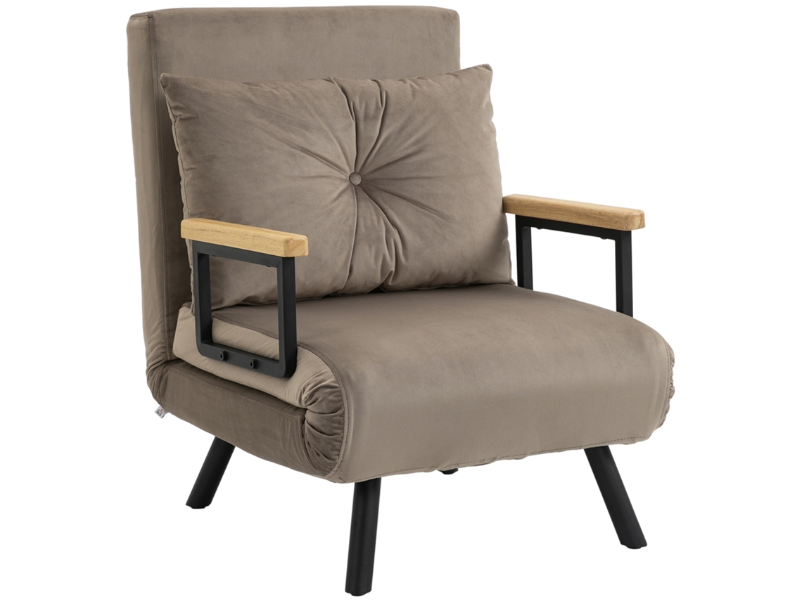 Poltrona-cama Acolchoada 3 Em 1 Com Encosto Reclinável Em 5 Posições E Almofada, 63x73x81 Cm, Cinza