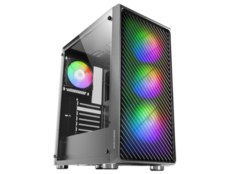 Caja PC MARS GAMING Gaming Atx Mars Gaming Mc-F Negro Vidrio Templado Metal-Mesh 4X Ventiladores Argb 12 cm