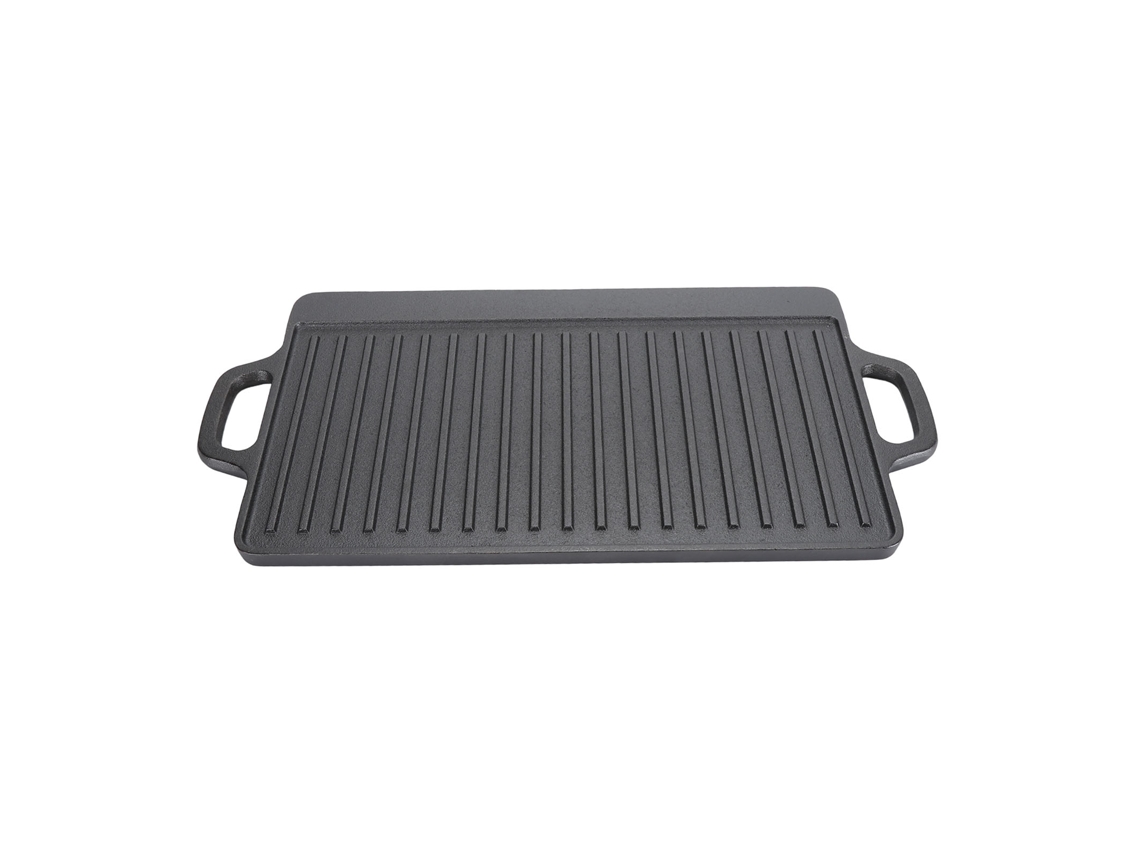 Parrilla rectangular multiusos de hierro fundido, segura, de gran espacio, de doble cara y doble asa, para barbacoa a gas, 44 x 23 x 2 pulgadas