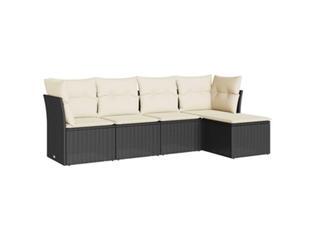 Conjunto 5 de muebles de jardín VIDAXL y cojines ratán sintético negro