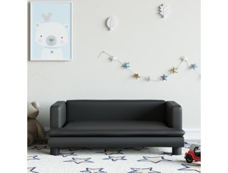 Sofá para niños de cuero sintético negro 80x45x30 cm VIDAXL