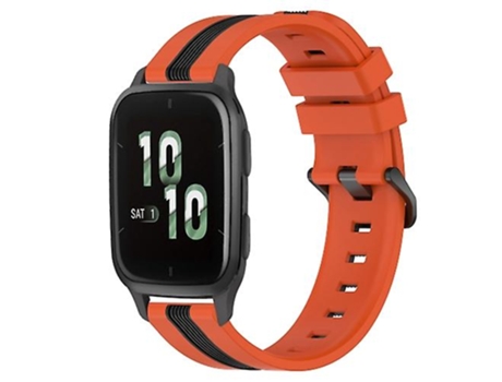 Correa De Reloj Inteligente Para Garmin Forerunner Sq2, Banda De Reloj De Silicona Bicolor Vertical Naranja-Negro De 20Mm VENISYMLIS