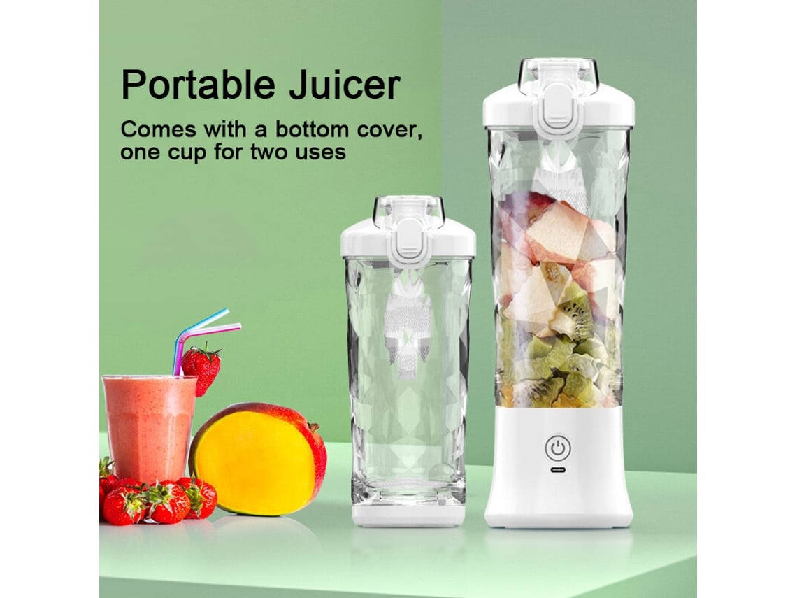 Branco Liquidificador Portátil Elétrico 600ml Batteria Recarregável Usb 4000mah Mini Misturador Frutas Smoothies Sucos