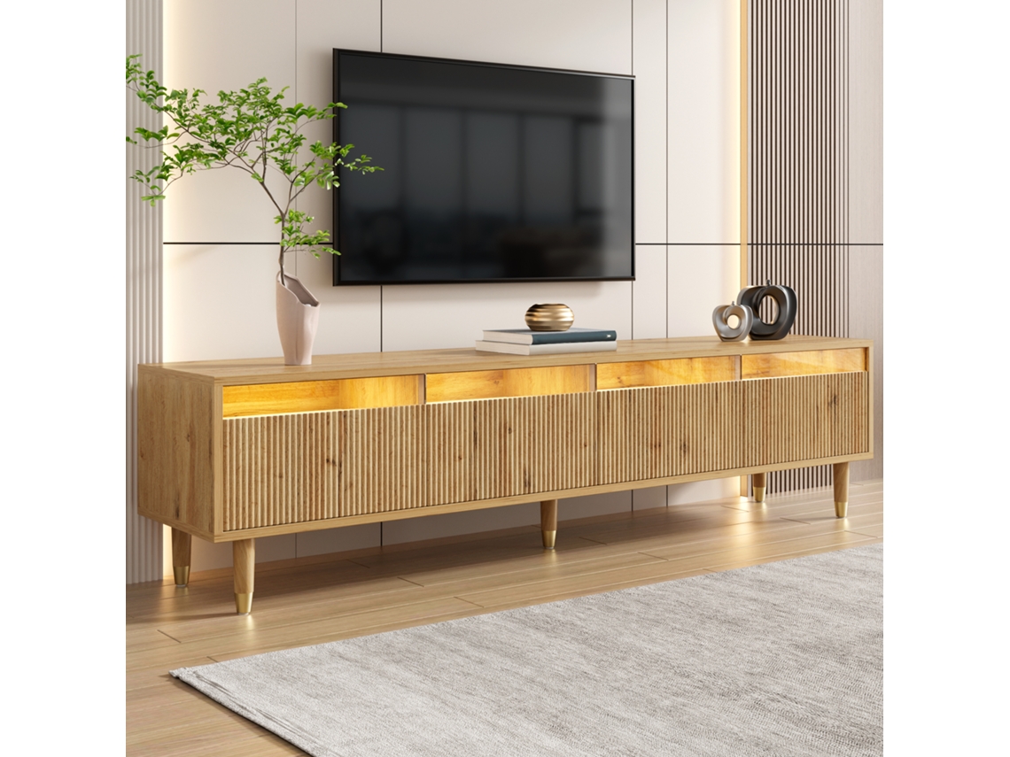 Mueble Minimalista De Madera De 178 Cm Con 4 Cajones, Mdf, Para Salón.