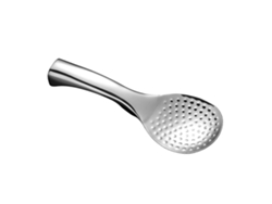 Cuchara para arroz de acero inoxidable 304 con soporte que ahorra espacio, ideal para cocinar y servir en la cocina.