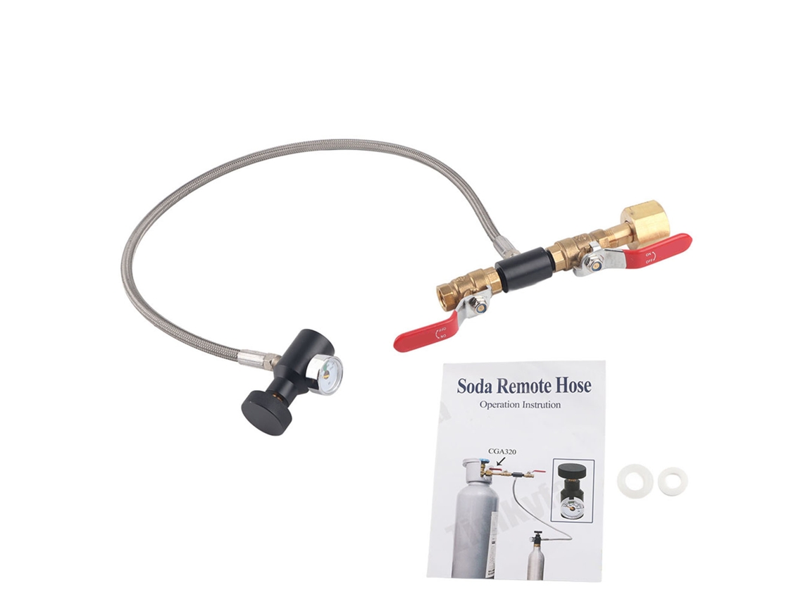 Adaptador Para Recarga De Cilindros De Co2 Con Manguera De 60 Cm Y Manómetro Para Tanque De Refrigerante.