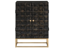 Aparador | Mueble De Comedor | Buffet De Hierro Y Madera Maciza De Mango Negro 55x34x75 Cm Wsd69309
