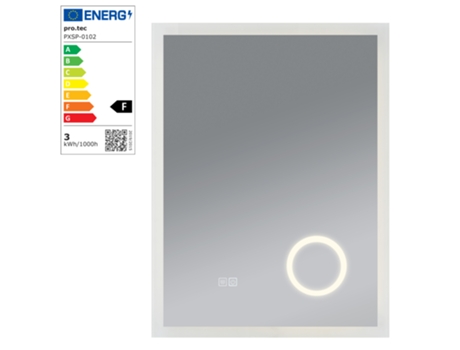 Espejo de pared con LED Scafa para baño IP65 con antivaho y lupa aluminio 70 x 50 x 3 cm Blanco PRO.TEC