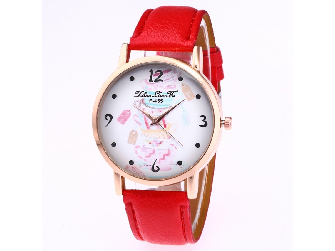 Reloj De Pulsera De Cuarzo Sencillo Y Elegante, De Estilo Casual, Con Correa De Piel Sintética Roja.