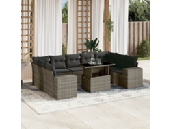 Conjunto de sofás de jardín de 10 piezas DKD Home Decor con cojines de mimbre gris