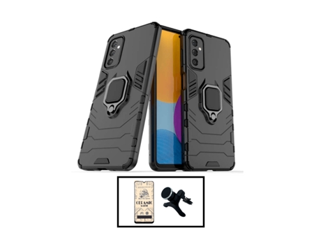 Kit De Cubierta Completa De Vidrio Templado CeramicGlass + Estuche Defensor Militar 3X1 + Soporte De Automóvil Magnético Reforzado Para Samsung Gal...