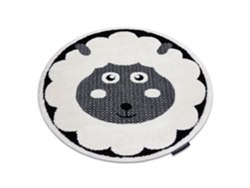 Alfombra Infantil Moderna Joy Circulo Sheep, Oveja Para Niños - Estructura Dos Niveles de Vellón Crema/Negro (circulo 140 cm)