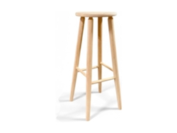 Taburete De Madera, Banqueta De Madera Natural Sin Tratar 70x30cm Con Reposapiés, Asiento Para Todo Uso. (redondo - 70x30cm)