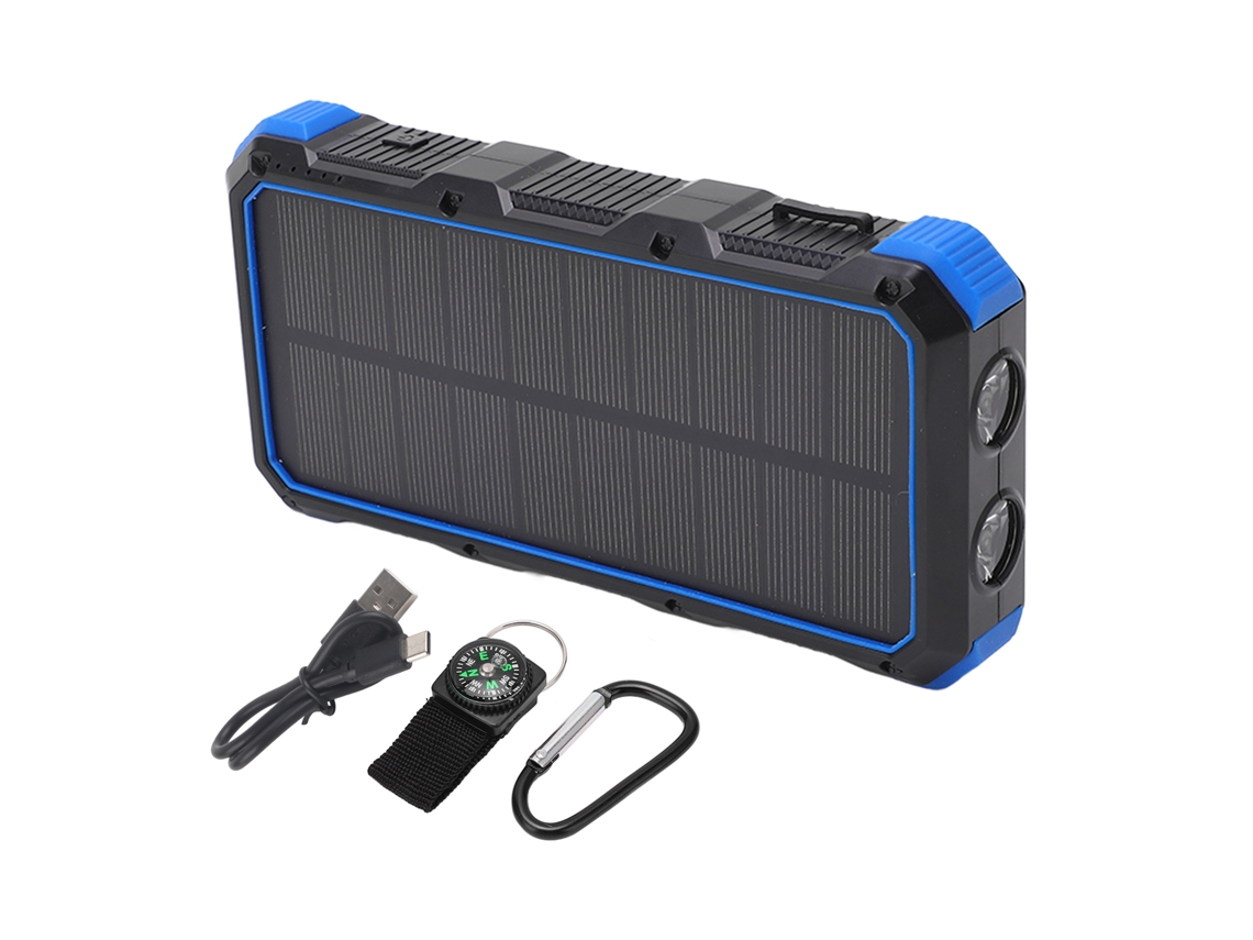 2026-batería Solar Portátil 36800mah Carga Rápida 3 Usb Con Luz Led Para Camping Exterior 5v 3a Azul