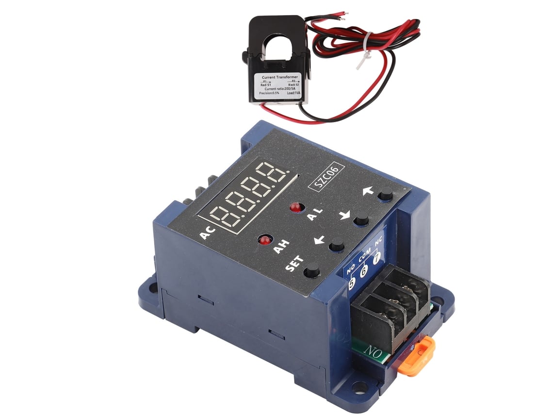 Amperímetro Digital Ac Szc06 Rango 0.3-50a Alarma Retardo Relé Detect Ac110- Suministros Industriales