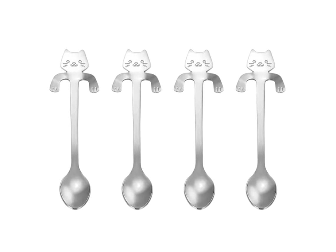 Juego de 4 Cucharas de Café - Gato Abrazando RNEMITERY