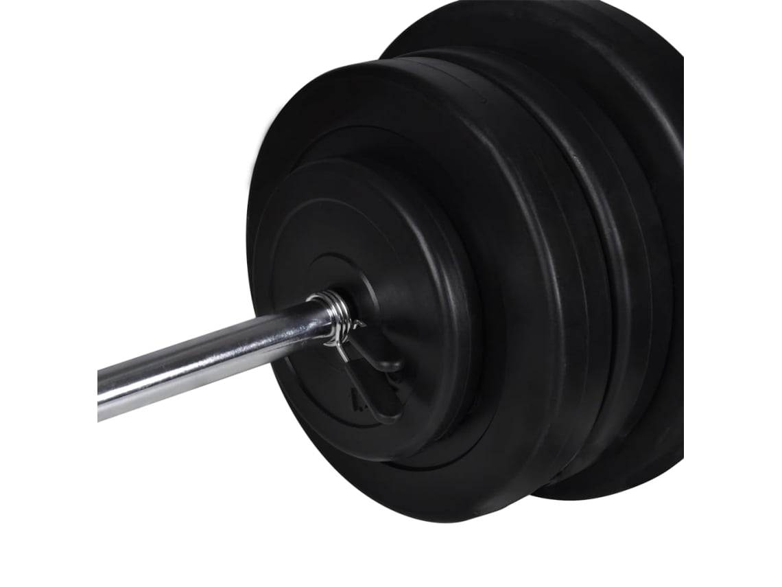 vidaXL Banco de ejercicios con juego de pesas y mancuernas 60 5 kg