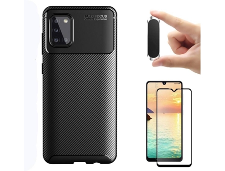 Carcasa, Protector y Soporte Samsung A31 Rugged Carbon Negro