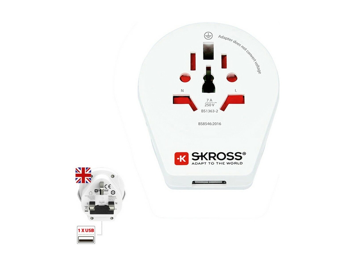 Adaptador de Corriente SKROSS 1500267 Reino Unido Internacional 1 x USB