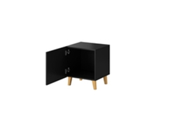 Mesita de Noche CAMA MEBLE PAFOS Negro Dorado Plástico Madera MDF