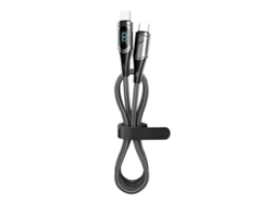Cabo De Dados Carregamento Rápido Pd Com Display Digital Usb Type C Para Notebook Tablet Celular 2m Preto