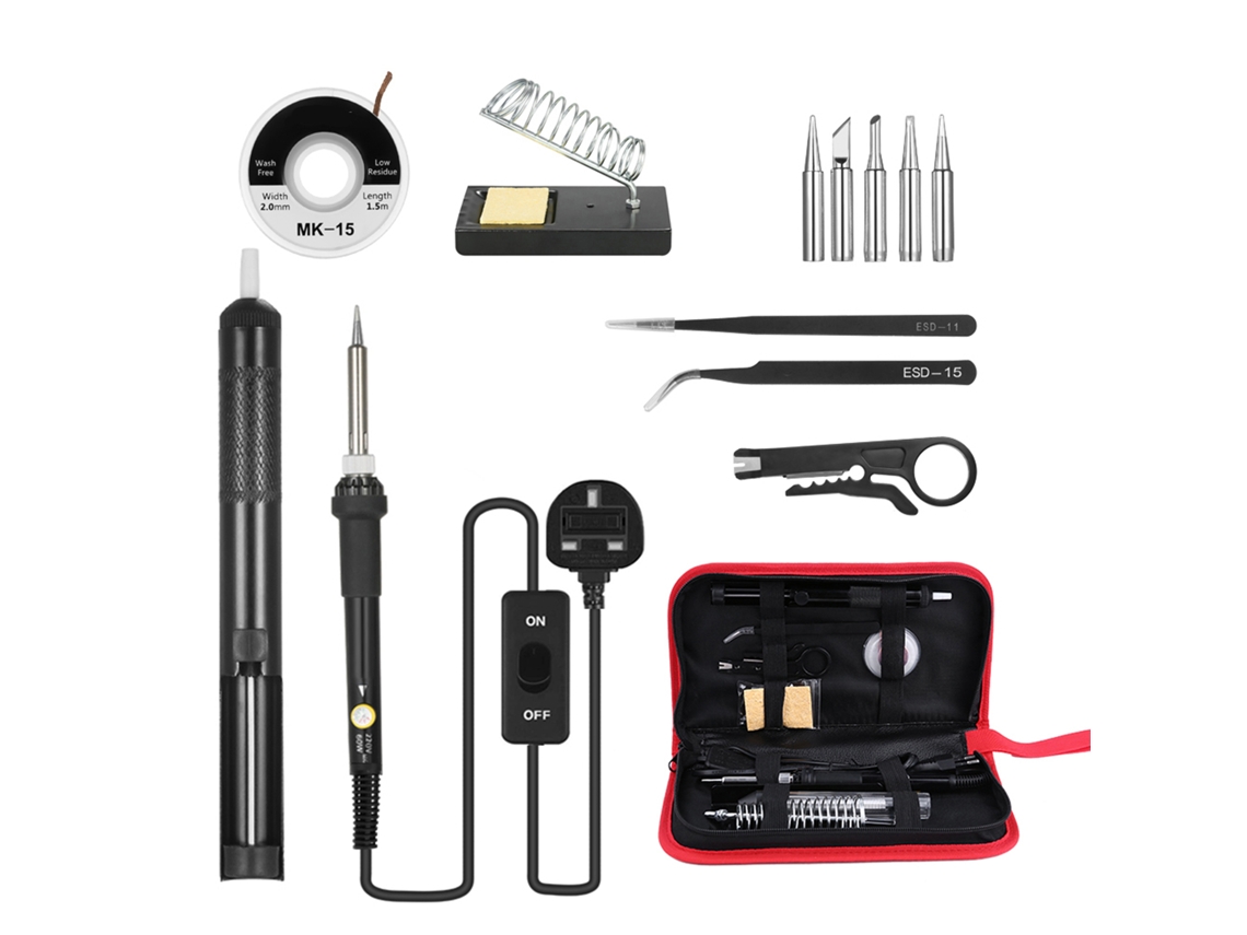 Kit De Soldador 13 En 1 Con Temperatura Ajustable, 60 W, Puntas De Soldadura Y Accesorios Con Bolsa De Almacenamiento.