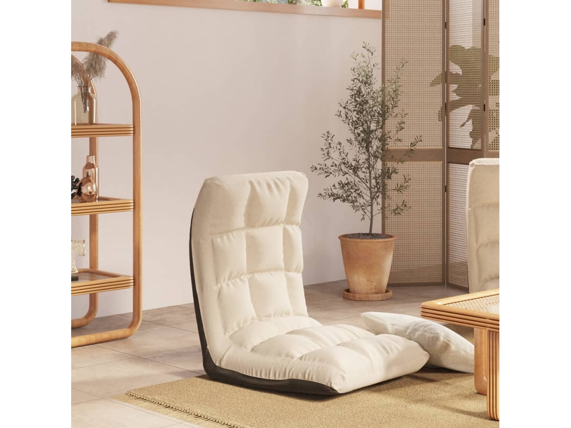 Silla De Suelo Plegable De Tela Crema