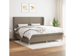 Cama Box Spring Con Colchón Tela Gris Taupe 200x200 Cm