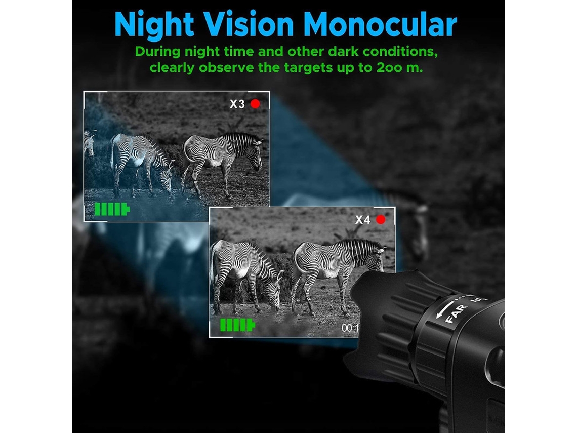 Telescopio monocular Yizhood de visión nocturna infrarroja digital IV 1.5 LCD HD para fotos, 1 m, vídeo 960p, 300 m, color negro