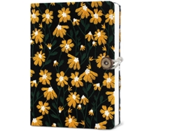 Cuaderno de punto bordado en blanco con estampado de margaritas y marcapáginas (tamaño A, A5)
