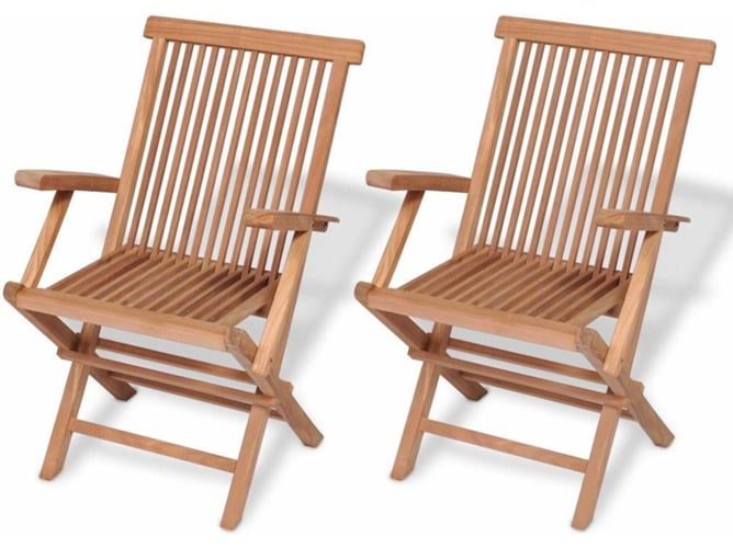 Conjunto 2 Silla Jardin VIDAXL Marrón Teca