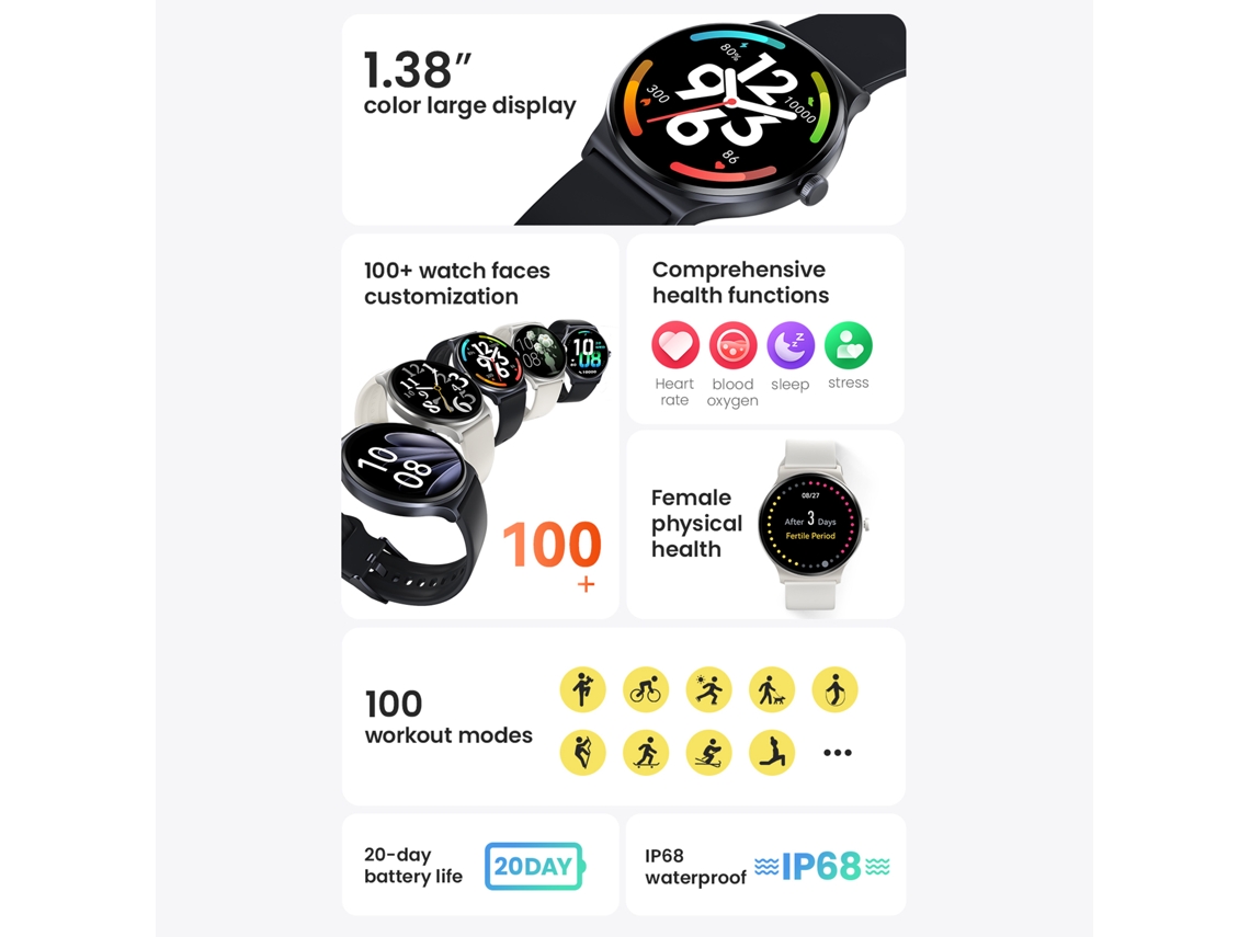 Haylou Solar Lite Pantalla Hd De 1.38 Pulgadas Reloj Inteligente Con Llamadas Bt Monitor De Fitness Monitor De Sueño