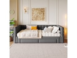 Sofá Cama Con Cajones Daybed Respaldo Cuadrado Terciopelo Gutent Gris (90x200cm)