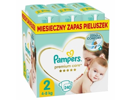 Pañales Desechables PAMPERS Premium Care 4-8 kg 2 (224 Unidades)
