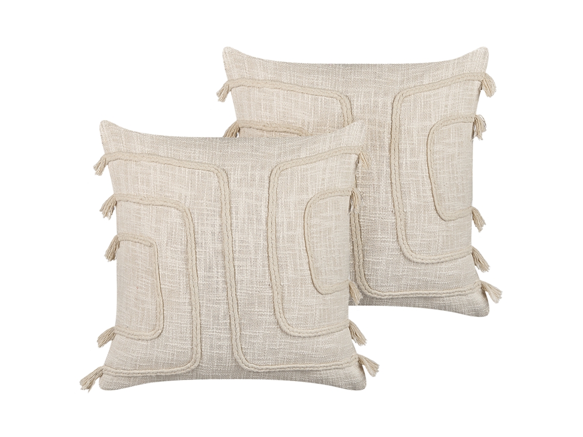 Juego de cojines decorativos BELIANI Pleione de Algodón Beige 45x45x14