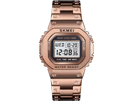 VEANXIN Reloj digital Reloj despertador de acero inoxidable Reloj de pulsera resistente al agua hasta 50 m-Plata
