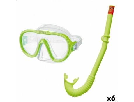 Gafas de Buceo con Tubo Intex Adventurer Verde (6 Unidades)