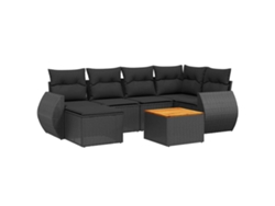 Maison Exclusive - Set De Comedor De Jardín 7 Pzas Y Cojines Ratán Sintético Negro