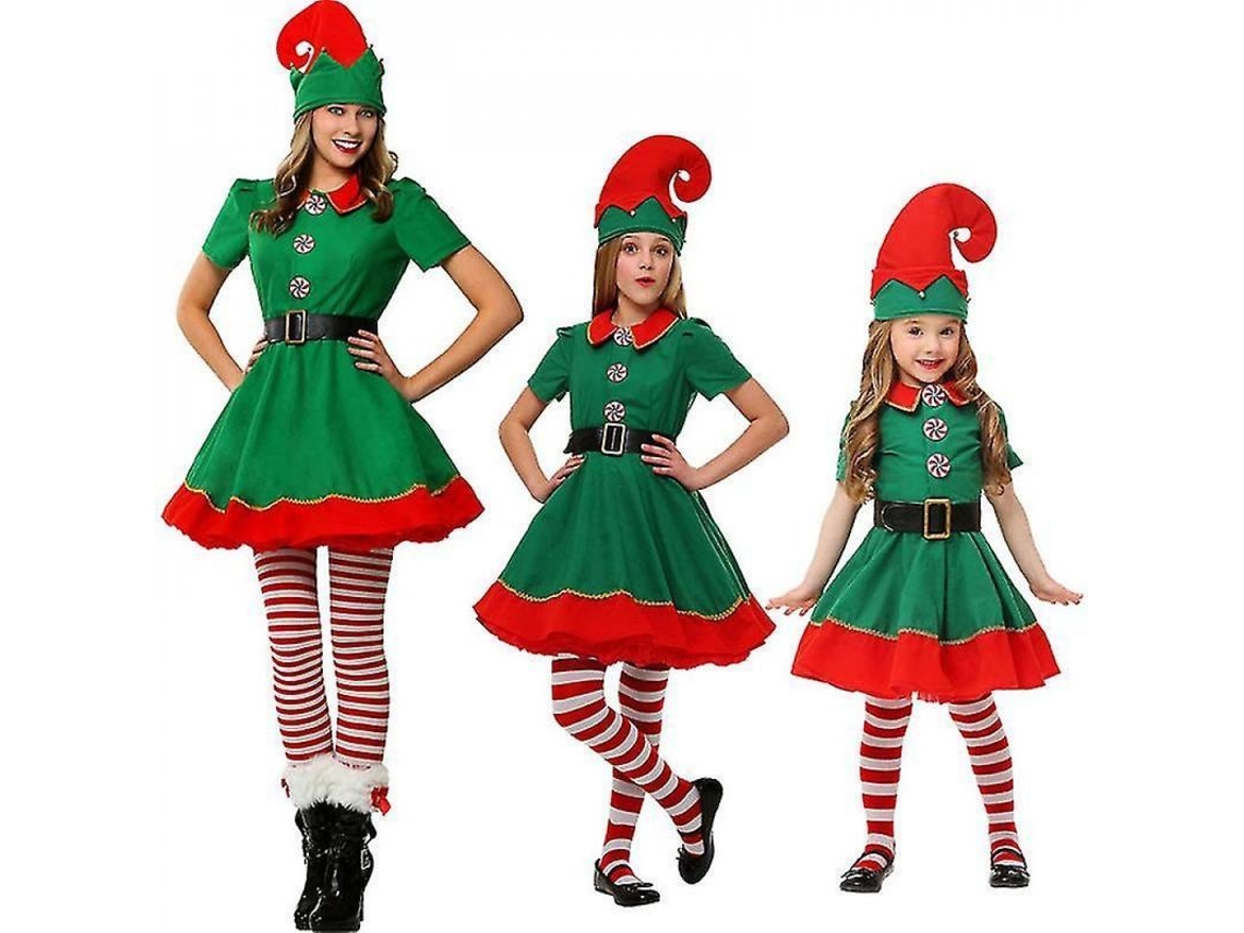 Traje De Elfo De Natal Para Adultos E Crianças Disfarce Familiar Traje De Cosplay Natal Esw 170 Cm Mulheres