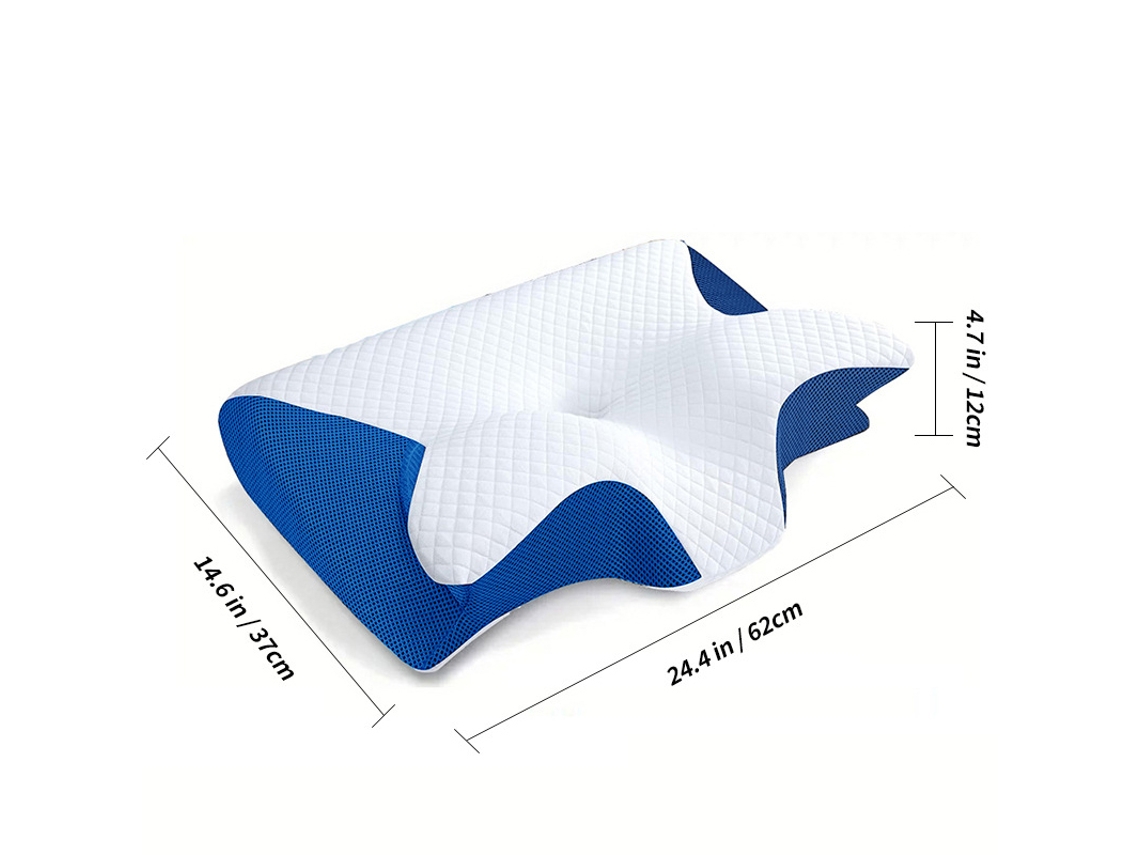Almohada Cervical De Espuma Viscoelástica Con Contorno Ergonómico, Ortopédica Para El Dolor De Cuello, Azul Gertiz