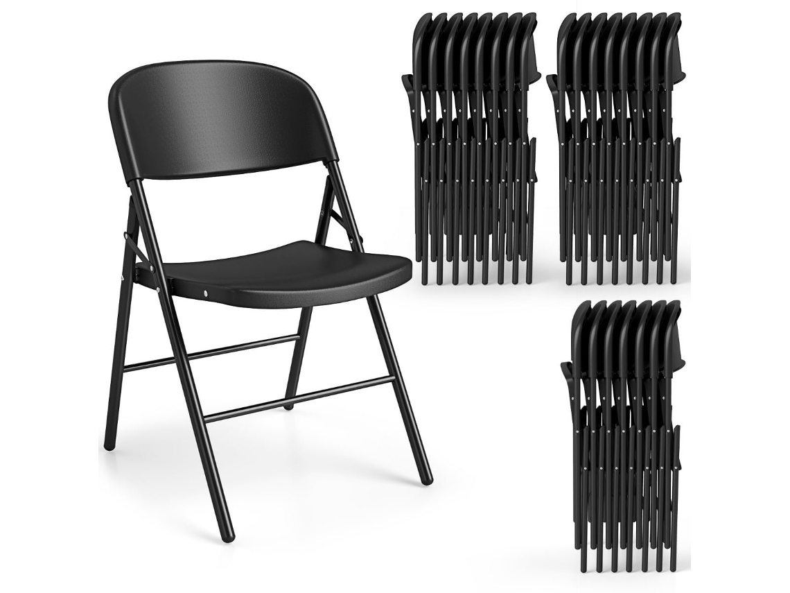 Juego de 6 sillas plegables, de metal y plástico, con capacidad para 150 kg.
